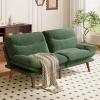 image75 Futon Sofa Bed 3in1 Futon Couch wAdjustable Backrest ampamp Armrests Corduroy Convertible Sleeper Sofa Bed Folding Sleeper Recliner wRemovable Cushion for Apartment Living Room OfficeGreyGreen