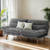 image75 Futon Sofa Bed 3in1 Futon Couch wAdjustable Backrest ampamp Armrests Corduroy Convertible Sleeper Sofa Bed Folding Sleeper Recliner wRemovable Cushion for Apartment Living Room OfficeGreyGrey