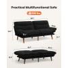 image75 Futon Sofa Bed 3in1 Futon Couch wAdjustable Backrest ampamp Armrests Corduroy Convertible Sleeper Sofa Bed Folding Sleeper Recliner wRemovable Cushion for Apartment Living Room OfficeGreyBlack