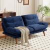 image75 Futon Sofa Bed 3in1 Futon Couch wAdjustable Backrest ampamp Armrests Corduroy Convertible Sleeper Sofa Bed Folding Sleeper Recliner wRemovable Cushion for Apartment Living Room OfficeGreyBlue