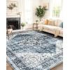 imageAMADA HOMEFURNISHING 8x10 Area Rug Washable LowProfile Large Area Rug with NonSlip Backing ampamp Durable Edge Binding Vintage Large Rugs for Living Room BedroomBlue