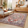 imageAMADA HOMEFURNISHING 8x10 Area Rug Washable LowProfile Large Area Rug with NonSlip Backing ampamp Durable Edge Binding Vintage Large Rugs for Living Room BedroomRed