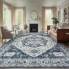imageAMADA HOMEFURNISHING 8x10 Area Rug Washable LowProfile Large Area Rug with NonSlip Backing ampamp Durable Edge Binding Vintage Large Rugs for Living Room BedroomNavy Blue