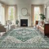 imageAMADA HOMEFURNISHING 8x10 Area Rug Washable LowProfile Large Area Rug with NonSlip Backing ampamp Durable Edge Binding Vintage Large Rugs for Living Room BedroomDark Green
