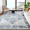 imageAMADA HOMEFURNISHING 8x10 Area Rug Washable LowProfile Large Area Rug with NonSlip Backing ampamp Durable Edge Binding Vintage Large Rugs for Living Room BedroomBlue