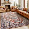 imageAMADA HOMEFURNISHING 8x10 Area Rug Washable LowProfile Large Area Rug with NonSlip Backing ampamp Durable Edge Binding Vintage Large Rugs for Living Room BedroomRed