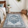 imageAMADA HOMEFURNISHING 8x10 Area Rug Washable LowProfile Large Area Rug with NonSlip Backing ampamp Durable Edge Binding Vintage Large Rugs for Living Room BedroomBlue