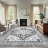 imageAMADA HOMEFURNISHING 8x10 Area Rug Washable LowProfile Large Area Rug with NonSlip Backing ampamp Durable Edge Binding Vintage Large Rugs for Living Room BedroomLight Grey