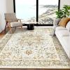 imageAMADA HOMEFURNISHING 8x10 Area Rug Washable LowProfile Large Area Rug with NonSlip Backing ampamp Durable Edge Binding Vintage Large Rugs for Living Room BedroomBeigeYellow