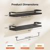 imageAMADA HOMEFURNISHING Bathroom Shelves with Towel Bar Floating Shelves Wall Shelves for BathroomLiving RoomKitchenBedroom Light Brown Set of 2  AMFS01Black