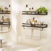 imageAMADA HOMEFURNISHING Bathroom Shelves with Towel Bar Floating Shelves Wall Shelves for BathroomLiving RoomKitchenBedroom Light Brown Set of 2  AMFS01Black