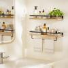imageAMADA HOMEFURNISHING Bathroom Shelves with Towel Bar Floating Shelves Wall Shelves for BathroomLiving RoomKitchenBedroom Light Brown Set of 2  AMFS01Light Brown