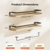 imageAMADA HOMEFURNISHING Bathroom Shelves with Towel Bar Floating Shelves Wall Shelves for BathroomLiving RoomKitchenBedroom Light Brown Set of 2  AMFS01Light Brown