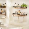 imageAMADA HOMEFURNISHING Bathroom Shelves with Towel Bar Floating Shelves Wall Shelves for BathroomLiving RoomKitchenBedroom Light Brown Set of 2  AMFS01Rustic Brown
