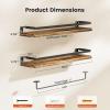 imageAMADA HOMEFURNISHING Bathroom Shelves with Towel Bar Floating Shelves Wall Shelves for BathroomLiving RoomKitchenBedroom Light Brown Set of 2  AMFS01Rustic Brown