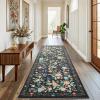 imageAMADA HOMEFURNISHING Runner Rug 26x8 Washable Runner Rugs AntiSlip with Durable Edge Binding Vintage Floral Soft Rug for Living Room Hallway Kitchen and Home OfficeDepth Black