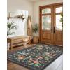 imageAMADA HOMEFURNISHING Runner Rug 26x8 Washable Runner Rugs AntiSlip with Durable Edge Binding Vintage Floral Soft Rug for Living Room Hallway Kitchen and Home OfficeDepth Black