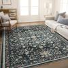 imageAMADA HOMEFURNISHING Runner Rug 26x8 Washable Runner Rugs AntiSlip with Durable Edge Binding Vintage Floral Soft Rug for Living Room Hallway Kitchen and Home OfficeBlack