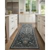 imageAMADA HOMEFURNISHING Runner Rug 26x8 Washable Runner Rugs AntiSlip with Durable Edge Binding Vintage Floral Soft Rug for Living Room Hallway Kitchen and Home OfficeBlack