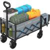 imageAMADA HOMEFURNISHING Wagon Cart Foldable Collapsible Wagon Cart with 360 LBS Max Load ampamp Expandable Storage 90L Foldable Grocery Cart with 2 Cup Holders for Outdoor Groceries Garden ampamp CampingGray