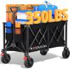 imageAMADA HOMEFURNISHING Wagons Carts Foldable Collapsible Wagon with 360 Rotating Wheels and Side Pocket Large Capacity 350LBS Foldable Wagon Cart for Shopping Garden CampingSports and Outdoor Use