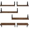 imageAMADA HOMEFURNISHING Wall Shelves Set of 6 Rustic Farmhouse Style Wood Floating Shelves for Wall Decor Bathroom ampamp Bedroom Storage Living Room Book Shelves 6pcsBrown