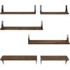imageAMADA HOMEFURNISHING Wall Shelves Set of 6 Rustic Farmhouse Style Wood Floating Shelves for Wall Decor Bathroom ampamp Bedroom Storage Living Room Book Shelves 6pcsBrown