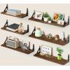 imageAMADA HOMEFURNISHING Wall Shelves Set of 6 Rustic Farmhouse Style Wood Floating Shelves for Wall Decor Bathroom ampamp Bedroom Storage Living Room Book Shelves 6pcsBrown