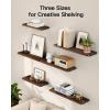 imageAMADA HOMEFURNISHING Wall Shelves Set of 6 Rustic Farmhouse Style Wood Floating Shelves for Wall Decor Bathroom ampamp Bedroom Storage Living Room Book Shelves 6pcsBrown