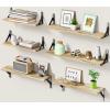 imageAMADA HOMEFURNISHING Wall Shelves Set of 6 Rustic Farmhouse Style Wood Floating Shelves for Wall Decor Bathroom ampamp Bedroom Storage Living Room Book Shelves 6pcsWooden