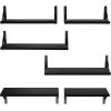 imageAMADA HOMEFURNISHING Wall Shelves Set of 6 Rustic Farmhouse Style Wood Floating Shelves for Wall Decor Bathroom ampamp Bedroom Storage Living Room Book Shelves 6pcsBlack