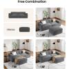 imageAmada 111quot L Shaped Sofa Modular Corduroy Clopud Couches with Deep Seats ampampHighBack Upholstered Couches for Living Room Bedroom with Ottoman No Assembly Required2Seaterampamp1 OttomanGreenGrey