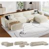 imageAmada 111quot L Shaped Sofa Modular Corduroy Clopud Couches with Deep Seats ampampHighBack Upholstered Couches for Living Room Bedroom with Ottoman No Assembly Required2Seaterampamp1 OttomanGreenBeige White