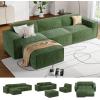 imageAmada 111quot L Shaped Sofa Modular Corduroy Clopud Couches with Deep Seats ampampHighBack Upholstered Couches for Living Room Bedroom with Ottoman No Assembly Required2Seaterampamp1 OttomanGreenGreen
