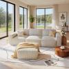 imageAmada 111quot L Shaped Sofa Modular Corduroy Clopud Couches with Deep Seats ampampHighBack Upholstered Couches for Living Room Bedroom with Ottoman No Assembly Required2Seaterampamp1 OttomanGreenBeige White