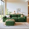 imageAmada 111quot L Shaped Sofa Modular Corduroy Clopud Couches with Deep Seats ampampHighBack Upholstered Couches for Living Room Bedroom with Ottoman No Assembly Required2Seaterampamp1 OttomanGreenGreen