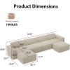 imageAmada 111quot L Shaped Sofa Modular Corduroy Clopud Couches with Deep Seats ampampHighBack Upholstered Couches for Living Room Bedroom with Ottoman No Assembly Required2Seaterampamp1 OttomanGreenBeige White