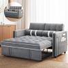 imageAmada 3 in 1 Sleeper Sofa BedPull Out Couch with Side Table Convertible Loveseat with Adjustable BackrestChaise Lounge with USB Ports ampamp Side Pockets for Living Room 69 Pull Out Sofa BedBeigeVelvet Grey