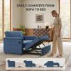 imageAmada 3 in 1 Sleeper Sofa BedPull Out Couch with Side Table Convertible Loveseat with Adjustable BackrestChaise Lounge with USB Ports ampamp Side Pockets for Living Room 69 Pull Out Sofa BedBeigeDark Blue