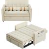 imageAmada 3 in 1 Sleeper Sofa BedPull Out Couch with Side Table Convertible Loveseat with Adjustable BackrestChaise Lounge with USB Ports ampamp Side Pockets for Living Room 69 Pull Out Sofa BedBeigeVelvet White
