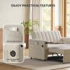 imageAmada 3 in 1 Sleeper Sofa BedPull Out Couch with Side Table Convertible Loveseat with Adjustable BackrestChaise Lounge with USB Ports ampamp Side Pockets for Living Room 69 Pull Out Sofa BedBeigeBeige