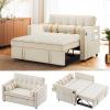 imageAmada 3 in 1 Sleeper Sofa BedPull Out Couch with Side Table Convertible Loveseat with Adjustable BackrestChaise Lounge with USB Ports ampamp Side Pockets for Living Room 69 Pull Out Sofa BedBeigeVelvet White