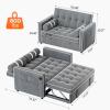 imageAmada 3 in 1 Sleeper Sofa BedPull Out Couch with Side Table Convertible Loveseat with Adjustable BackrestChaise Lounge with USB Ports ampamp Side Pockets for Living Room 69 Pull Out Sofa BedBeigeVelvet Grey
