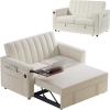 imageAmada 3 in 1 Sleeper Sofa BedPull Out Couch with Side Table Convertible Loveseat with Adjustable BackrestChaise Lounge with USB Ports ampamp Side Pockets for Living Room 69 Pull Out Sofa BedBeigeBeige