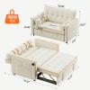 imageAmada 3 in 1 Sleeper Sofa BedPull Out Couch with Side Table Convertible Loveseat with Adjustable BackrestChaise Lounge with USB Ports ampamp Side Pockets for Living Room 69 Pull Out Sofa BedBeigeVelvet White