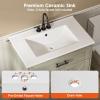 imageAmada 30 Bathroom Vanity with Ceramic Sink Farmhouse Undermount Vanity Sink Cabinet with 2 Doors and 1 Drawer Free Standing Bathroom Storage Cabinet with Sink Combo Set GreyGrey