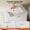 imageAmada 30 Bathroom Vanity with Ceramic Sink Modern Undermount Vanity Sink Cabinet with 2 Doors and 1 Drawer Fluted Free Standing Bathroom Storage Cabinet with Sink Combo Set WhiteModern White