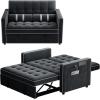 imageAmada 3in1 Convertible Sleeper Sofa Bed Futon Couches for Living Room with USB PortsampampSide Pockets Adjustable Backrest Velvet FabricPull Out Couch Loveseat GreyBlack
