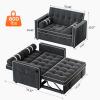 imageAmada 3in1 Convertible Sleeper Sofa Bed Futon Couches for Living Room with USB PortsampampSide Pockets Adjustable Backrest Velvet FabricPull Out Couch Loveseat GreyBlack