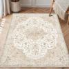 imageAmada 8x10 Area Rugs NonSlip Washable Rug with Low Profile Durable Bound Edge Soft Large Vintage Rug for Living Room Bedroom Dinning Room Home OfficeBeige